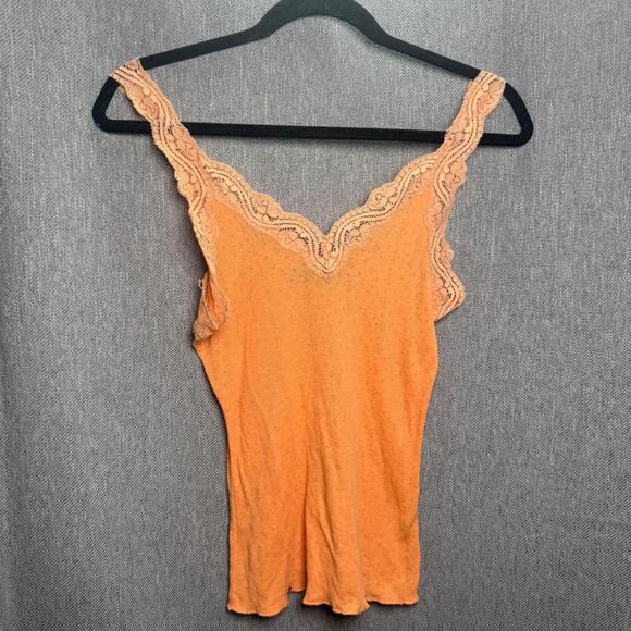 Tops - Polo Jeans Company Women's M Vintage Y2K Orange Lace Trim Tank Camisole Rare